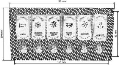 Panel komandues TurboWorks Switch Panel, 12/24V, 6 çelësa, IP68