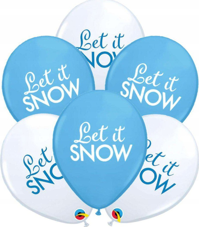 Balona dekorative Let it Snow, set dimror, blu edhe t’bardha