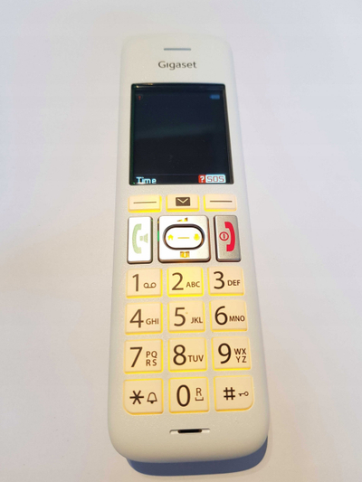 Telefoni fiks pa tela Gigaset E390A, sekretari telefonike, i bardhë