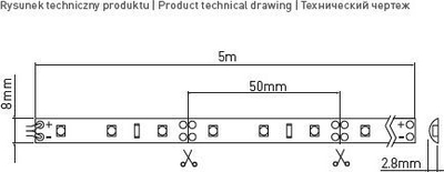 Shirit LED GTV SMD3528, 5 m, 60 copë/m, 4.8 W