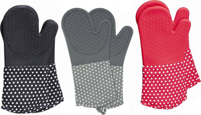 Doreza furre Wenko Oven Gloves, silikon, set 2 copë, gri me pika të bardha