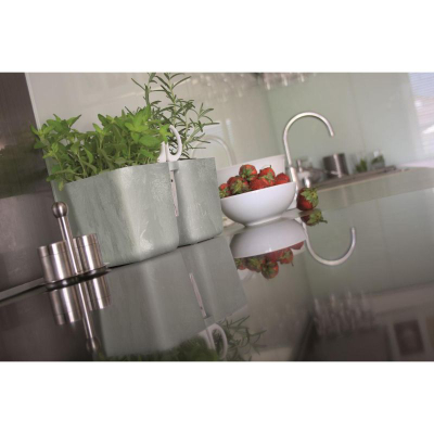 Vazo barishtesh Prosperplast Twins Cube, 2.5L, me gërshërë Herbs Cut, e bardhë
