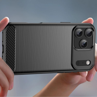 Futrollë telefoni Hurtel Carbon për iPhone 17 Pro Max, TPU, e zezë