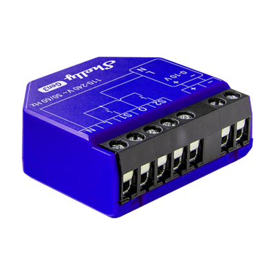 Modul zbehës Shelly Dimmer 0‑1‑10V PM Gen3, Wi‑Fi, matje energjie, blu