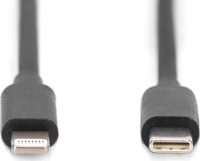 Kabllo spiral karikimi Digitus USB C në Lightning, 20W, 1m, e zezë