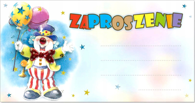 Ftesa ditëlindje Birthday Clown P001, set 10 copë, 190 x 100 mm, shumëngjyrëshe