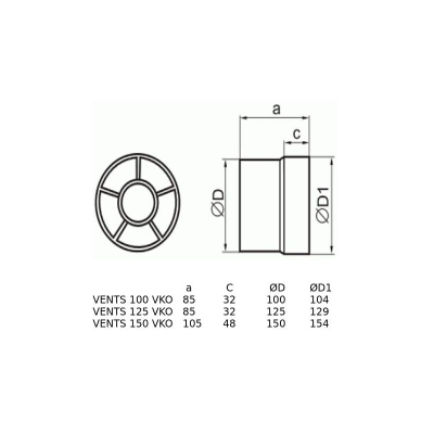 Канален вентилатор Vents 150VKO, 150 mm, 24W, бел