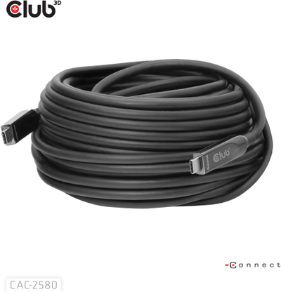 Kабел USB C Club 3D CAC-25xx, 15 m, 8K 60W, USB 3.2 Gen 2, црн