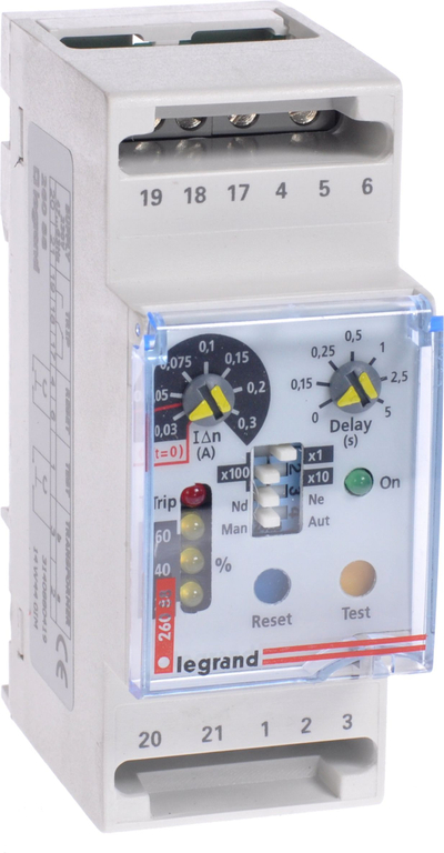 Relé diferencial Legrand DPX 026088, rregullim ndjeshmërie, montim modular, gri