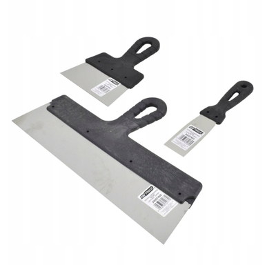 Spatulë inox me dorëz PVC, teh fleksibël 400mm, gri