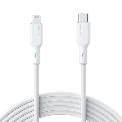Kabllo Aukey, Lightning / USB C, 1.8 m, e bardhë, e zezë