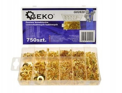 Set konektorësh kabllosh GEKO, 750 copë, shumëllojshmëri terminalesh, shumëngjyrësh