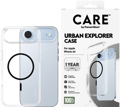 Këllëf telefoni PanzerGlass Urban Explorer për Apple iPhone Air, i tejdukshëm, me të zeza
