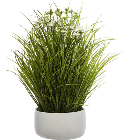 Bimë artificiale dekorative Atmosphera, me lule, 46 cm, në vazo të bardhë