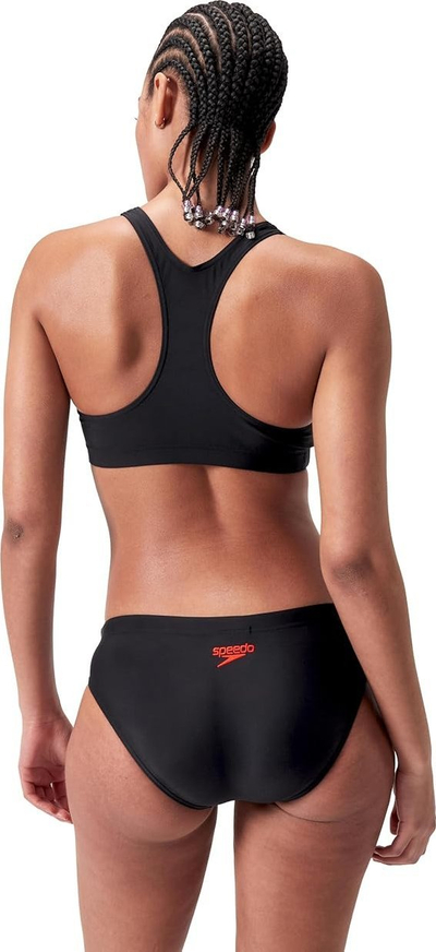 Bikini për femra Speedo Colourblock Splice 2.0, dy pjesë, sportive, i zi me të kuqe