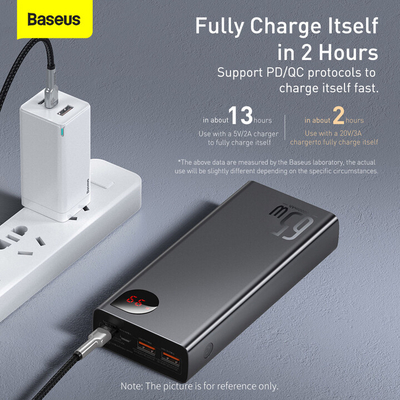 Baseus Adaman Metal Power Bank, 20000 mAh, 65W, Black