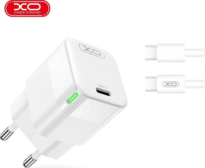 Karikues muri XO CE06, PD 30W, 1x USB C me kabllo USB C, i bardhë