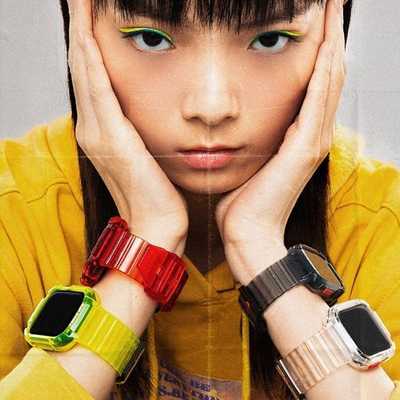 Ремен со куќиште Skinarma Saido 2in1 за Apple Watch 45 44 mm, унибоди, проѕирен чадест