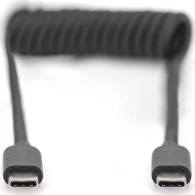 Kabllo USB Digitus USB C në USB C, spiral, 1 m, e zezë