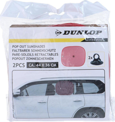 Завеси за сонце за автомобил Dunlop, сет 2 парчиња, 36x44cm, црвена