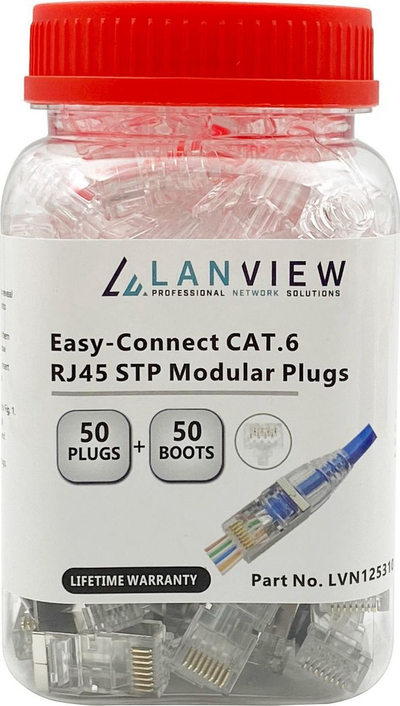 Prizë rrjeti Lanview RJ45 STP Cat6, AWG23-24, pako 50 copë, transparente