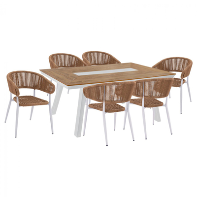 Set Tavolinë me 6 karrige HM11425, bardhë