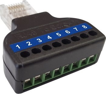 Adaptor rrjeti Wantec 2wIP 5627, RJ45 në klema me vida, 4 linja, i zi