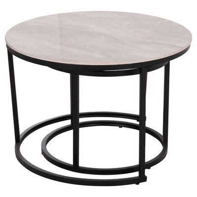 Set tavolina ndihmëse HomeMarkt Talos, rrethore, metal, 70cm, gri