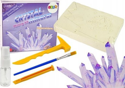 Set arkeologjie Lean Toys Crystal Mining Kit, lodër mësimore, për kalamaj 6+, ngjyrë vjollcë