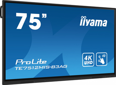 Monitor interaktiv iiyama ProLite TE7512MIS-B3AG, 75", 4K UHD, i zi