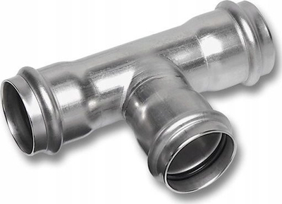 Fiting presi SANHA 9130, në formë T, 18 mm, çelik inox