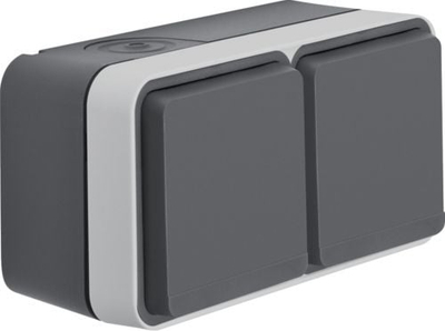 Prizë dyshe Berker W.1, horizontale, IP55, gri