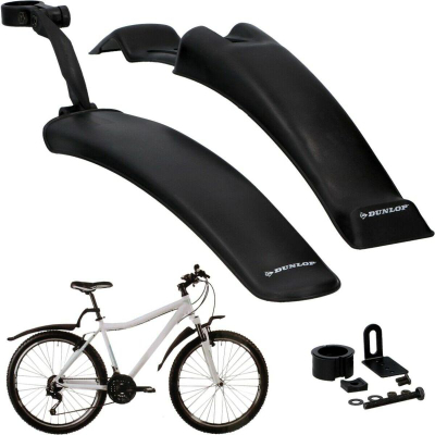 Set mbrojtëse balte biçiklete Dunlop MTB, 24"-26", plastikë, i zi