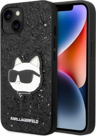 Futrollë telefoni Karl Lagerfeld KLHCP14MG2CPK për iPhone 14 Plus, hardcase Glitter Choupette, e zezë