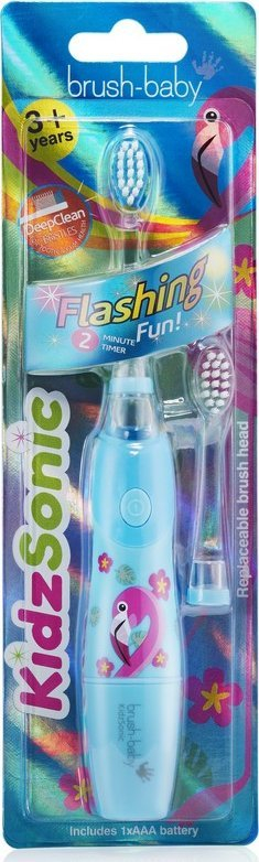 Furçë dhëmbësh elektrike Brush-Baby KidzSonic Flamingo, sonike, për fëmijë 3+, blu