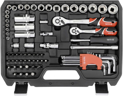 Set veglash Toya YATO, 92 copë, 1/4" 3/8", në kuti plastike
