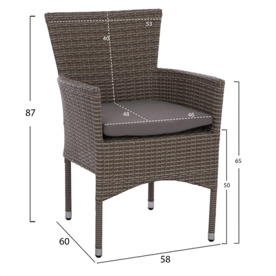 Set ngrënieje 5-pjesësh tav. 120×70 + krahëse rattan (HM11712.31)