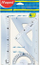 Set gjeometrie Corex 242820, vizore 20 cm, 2 trekëndësha edhe transportjer, transparent