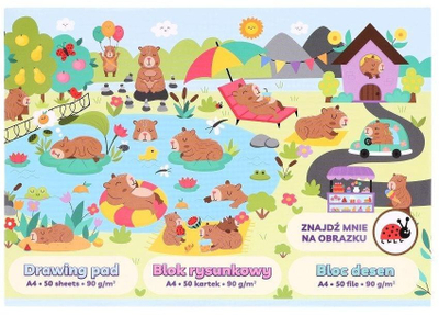 Bllok vizatimi Strigo Capybara, A4, 50 fletë 90g, i bardhë