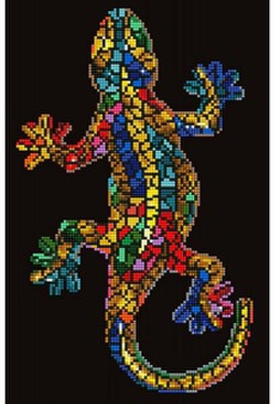 Komplet pikture me diamante Dante Diamond Dotz Gekko Paua Lizard, 29x43cm, me kornizë të bardhë