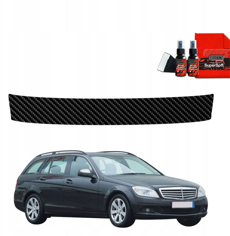 Foli mbrojtëse prag bagazhi GrizzGlass BodyShield Carbon Mercedes C Class S204 2007-2011, efekt karbon, e zezë