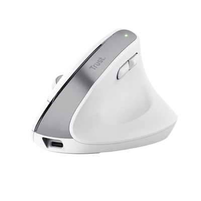 Maus vertikal Trust Bayo+, pa tela, Bluetooth RF 2.4GHz, i bardhë