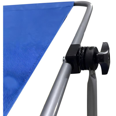 Shezlong plazhi palos me rrota, 112x62x90 cm, me tendë, blu