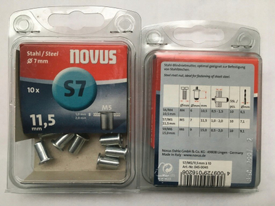 Dorezë rivi Novus S7 M5, çelik, 11.5 mm, set me 10 copë