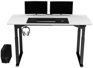 Tavolinë gaming ULTRADESK UPLIFT, 160 x 116 x 75 cm, rregullim lartësie, e bardhë e zezë