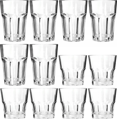 Set gotash për pije, 12 copë, 250ml dhe 360ml, transparente