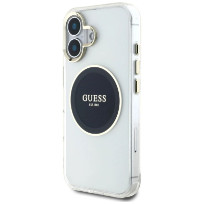 Футрола за телефон Guess IML Metal Circle MagSafe за iPhone 16 6.1", TPU PC, транспарентна