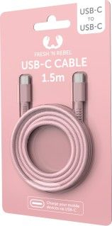 Kabllo USB C në USB C Fresh N Rebel Fabriq, 1.5m, najlon i gërshetum, rozë