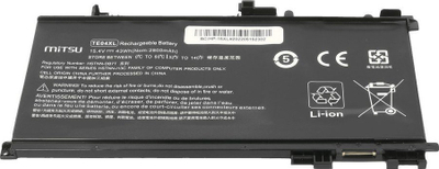 Bateri laptopi Mitsu TE04XL për HP Omen 15, 2800mAh 43Wh, 15.4V, e zezë