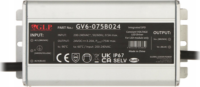 Furnizues energjie GLP GV6 24V DC, 3.2A, 75W, hermetik